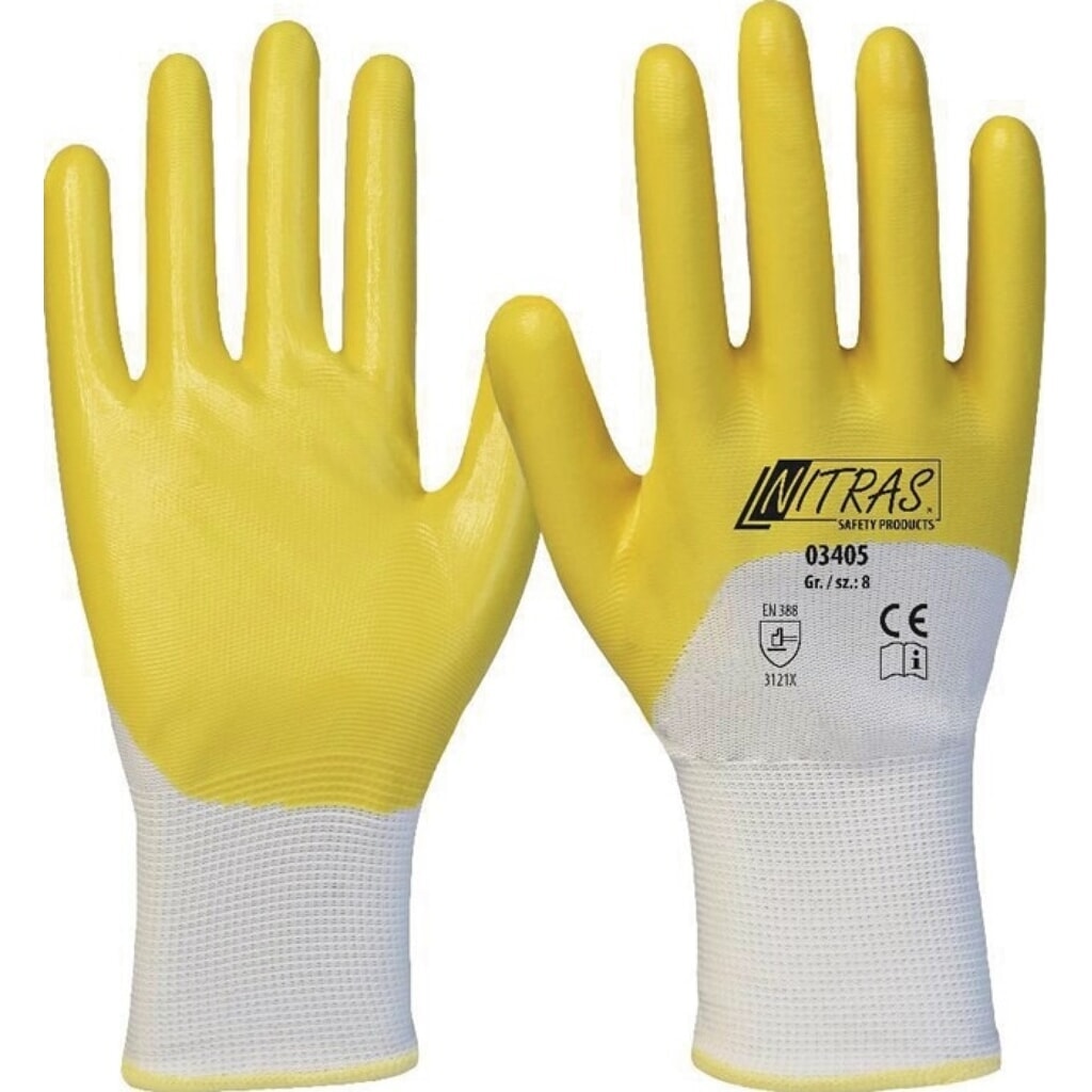 Produktabbildung: NITRAS Handschuhe 03405 Gr.11 weiß/gelb PES