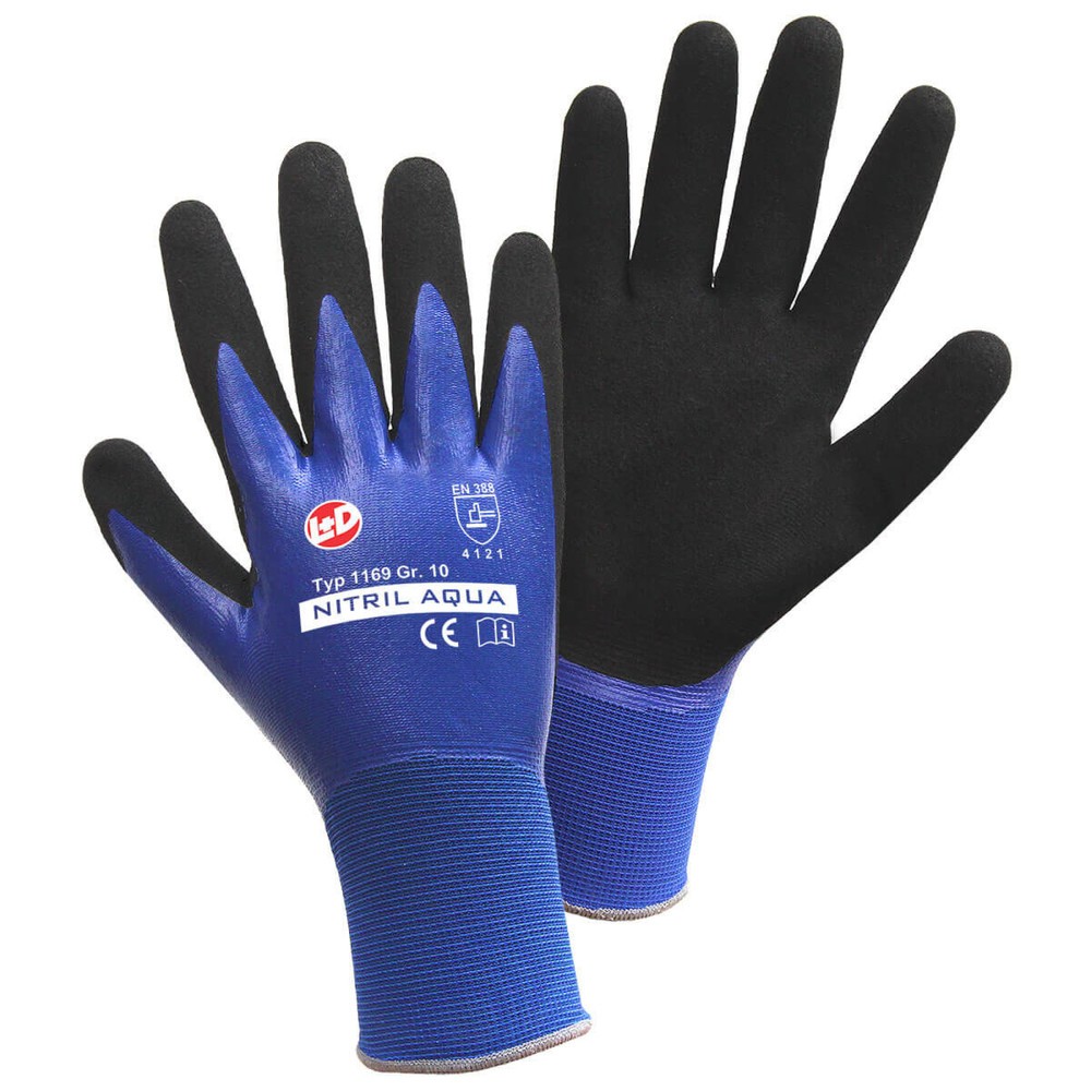 Produktabbildung: NITRIL AQUA Nylonhandschuh, Größe 7