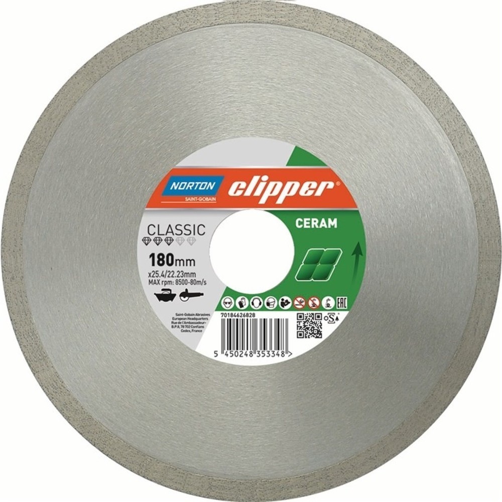 Produktabbildung: NORTON Diamanttrennscheibe Classic Ceram D.180mm Bohr.25,4/22,23mm 1,7mm 7mm