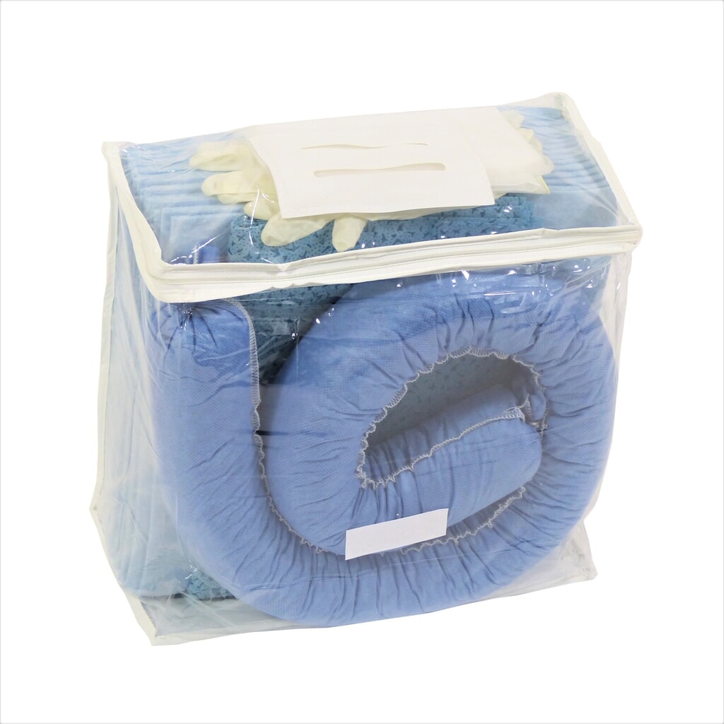 Notfall-Set in PVC-Tasche, Öl, Aufnahmekapazität 20 l, blau Produktabbildung Nr. 1: Notfall-Set in PVC-Tasche, Öl, Aufnahmekapazität 20 l, blau