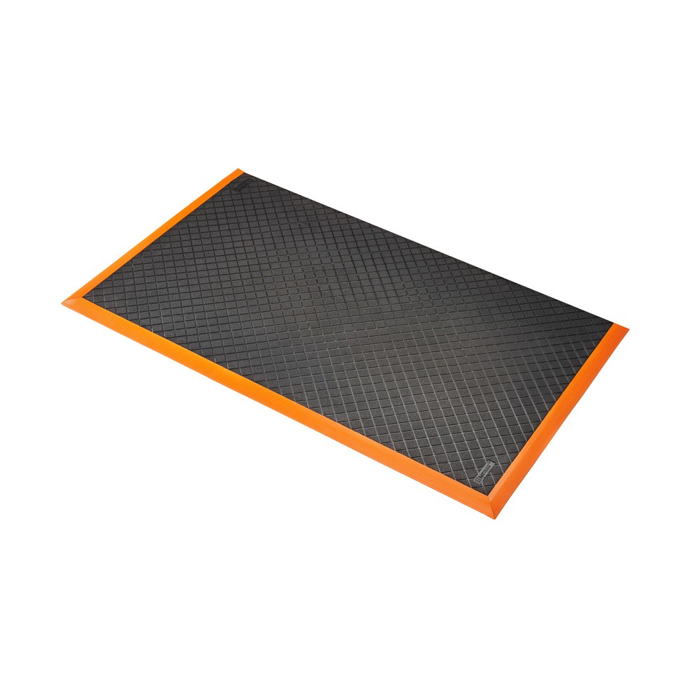 Produktabbildung: NoTrax Anti-Ermüdungsmatte Safety Stance Solid™, BxL 970 x 1.630 mm, schwarz/orange