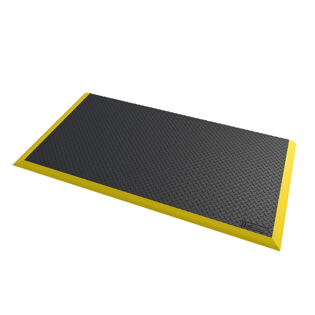 Produktabbildung: NoTrax Arbeitsplatz-Schweißmatte Diamond Flex™ Nitrile, BxL 970 x 1.630 mm, schwarz/gelb