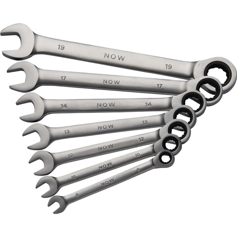 Produktabbildung: NOW Knarrenringmaulschlüsselsatz 7-tlg.SW 8-19mm ger