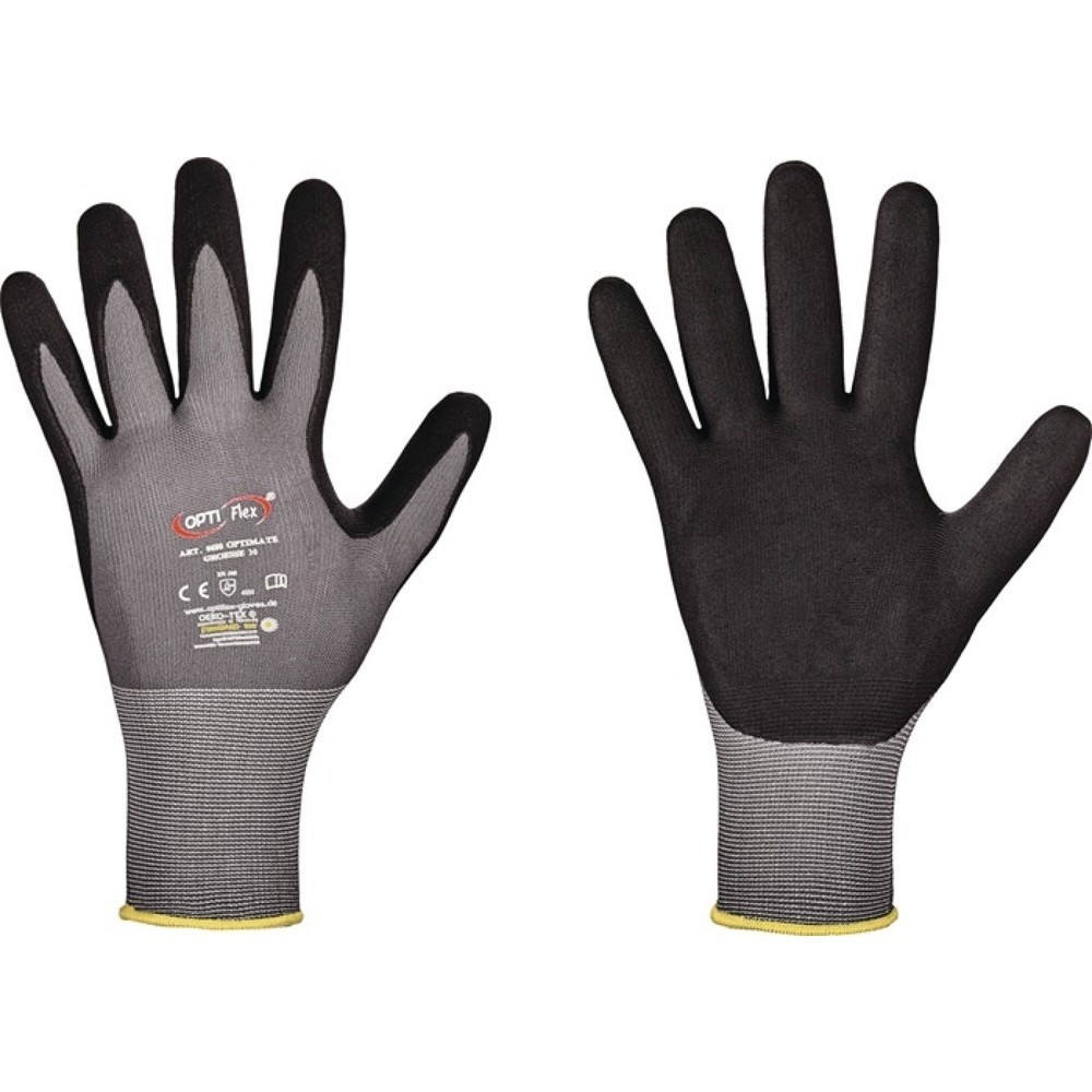 Produktabbildung: OPTIFLEX Handschuh OPTIMATE, EN 420/EN 388 PSA-Kategorie II, Größe 7 grau/schwarz