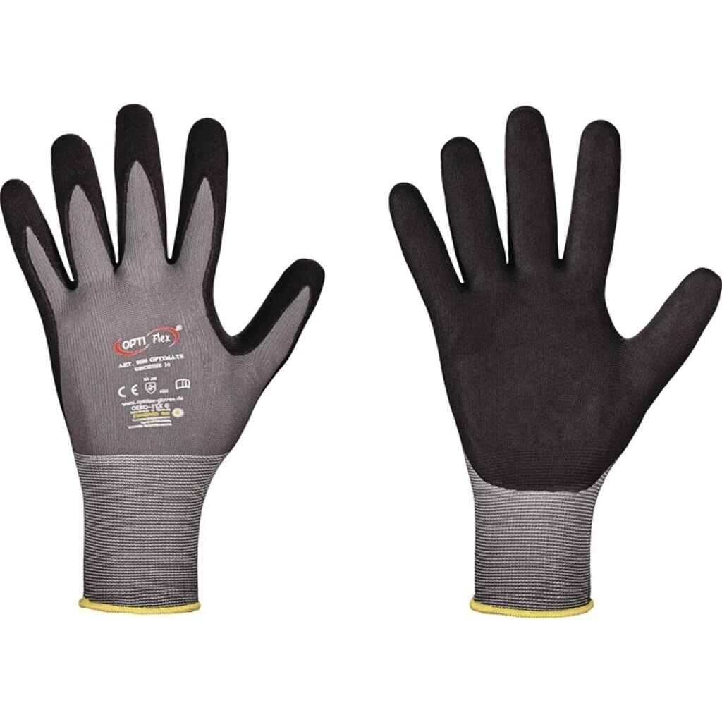Produktabbildung: OPTIFLEX Handschuh OPTIMATE, EN 420/EN 388 PSA-Kategorie II, Größe 9 grau/schwarz