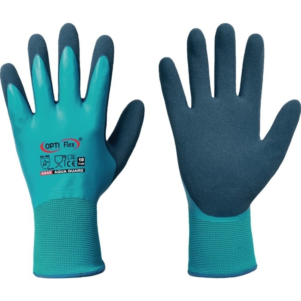 Produktabbildung: OPTIFLEX Handschuhe Aqua Guard Gr.8 blau EN 388