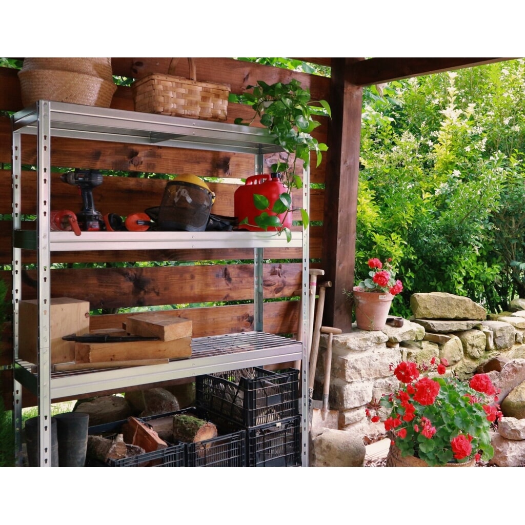 Outdoor-Weitspannregal mit Gitterböden, HxBxT 1.800 x 900 x 450 mm Produktabbildung Nr. 6: Outdoor-Weitspannregal mit Gitterböden, HxBxT 1.800 x 900 x 450 mm
