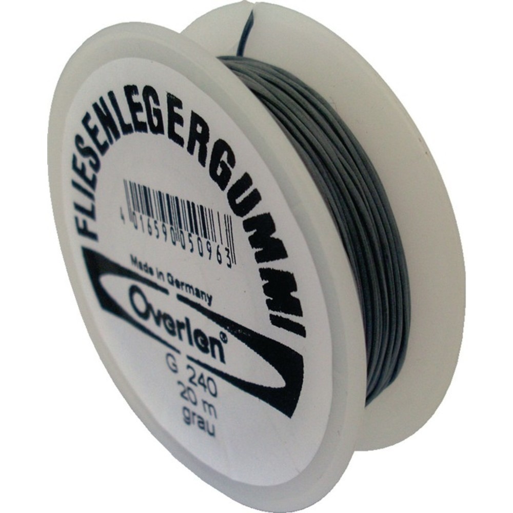 Produktabbildung: OVERMANN Fliesenlegergummi, passend für Spannecken, Länge 20 m Stärke 0,5 mm, grau