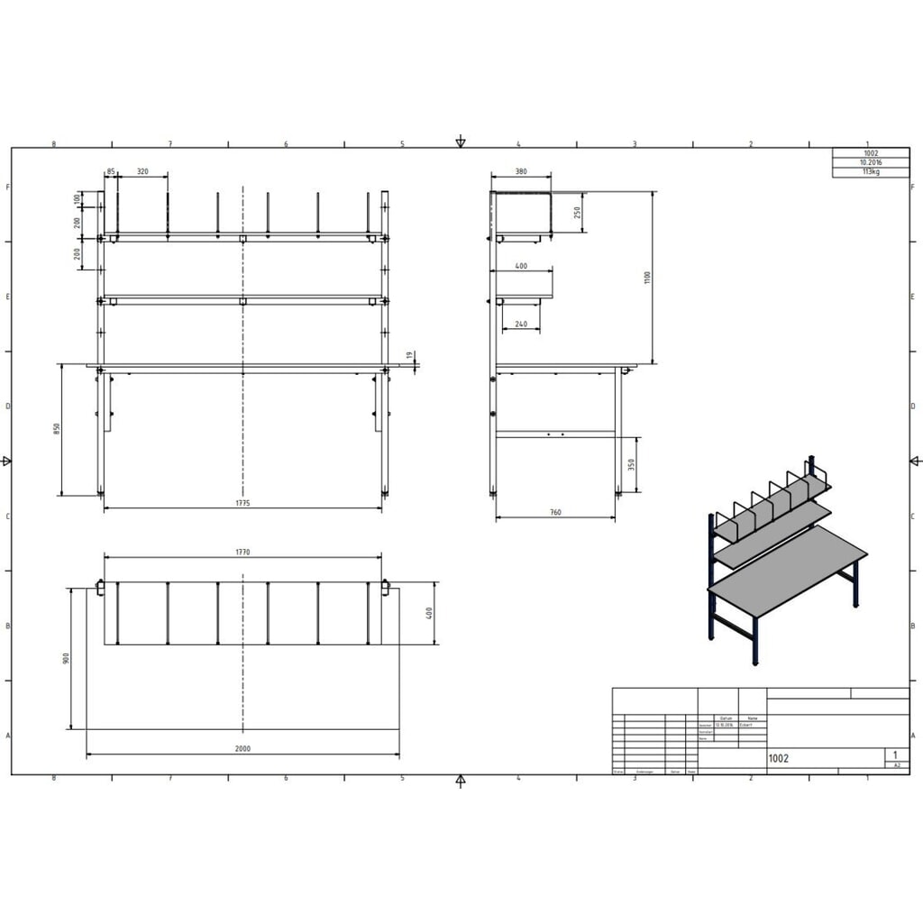 DAHMEN Packtisch Basic, einseitig, Komplett-Set, HxBxT 850 x 2.000 x 900 mm Produktabbildung Nr. 5: DAHMEN Packtisch Basic, einseitig, Komplett-Set, HxBxT 850 x 2.000 x 900 mm