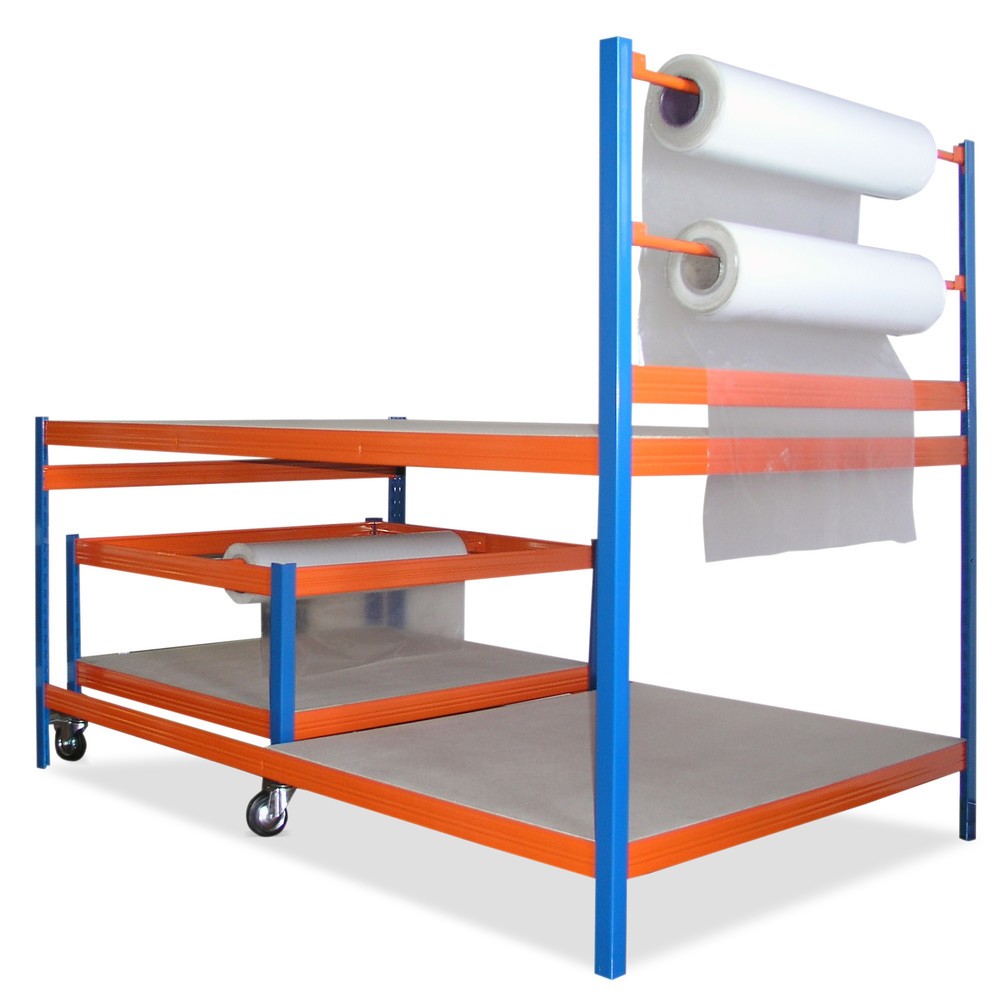 Produktabbildung Nr. 1: Packtisch mit Rollenhalter, robuste Spanplatte, Tragkraft 300 kg