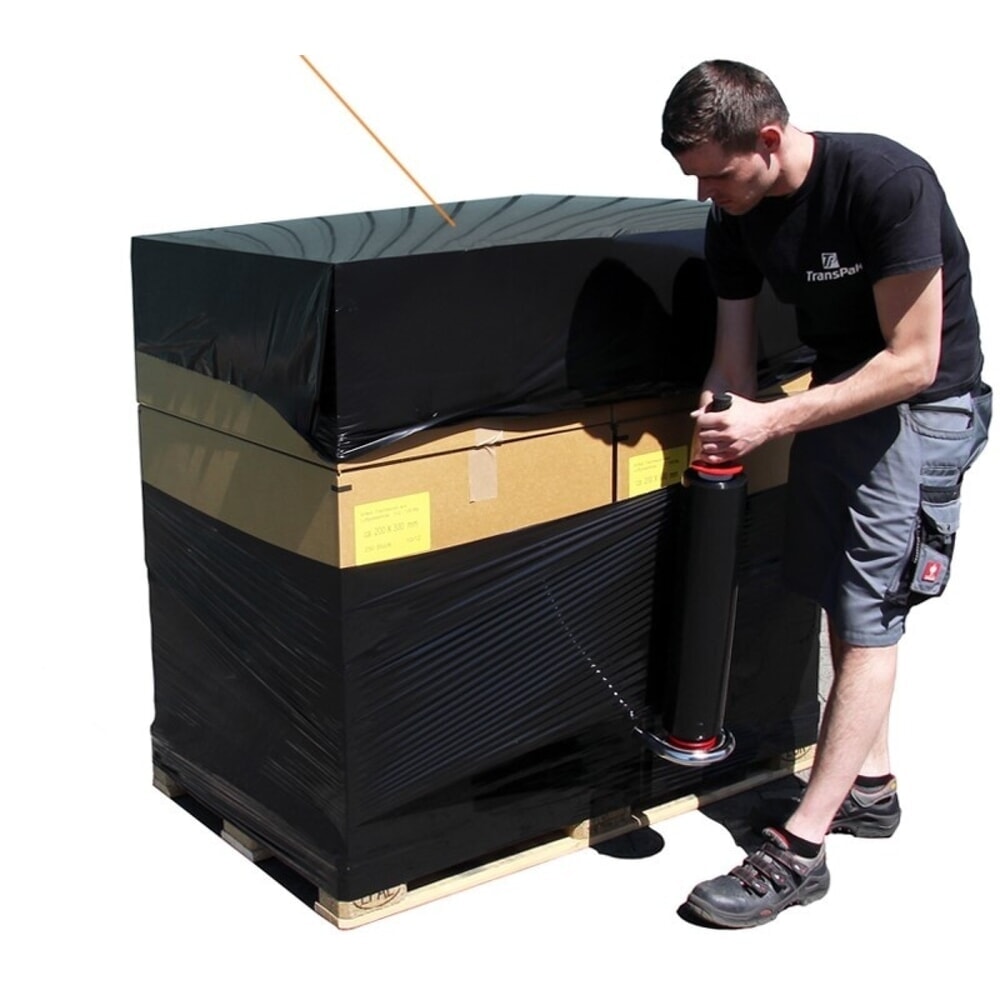 Paletten-Abdeckblätter, PE, 30 µ, LxB 1.800 x 1.500 mm, schwarz, 1 Rolle á 200 Stk. Produktabbildung: Paletten-Abdeckblätter, PE, 30 µ, LxB 1.800 x 1.500 mm, schwarz, 1 Rolle á 200 Stk.