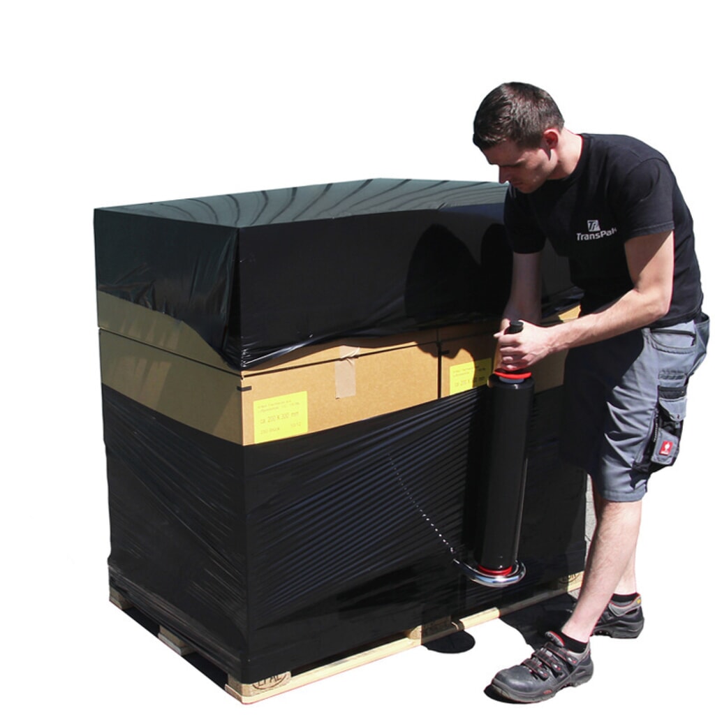 Paletten-Abdeckblätter, PE, 30 µ, LxB 1.800 x 1.500 mm, schwarz, 1 Rolle á 200 Stk. Produktabbildung: Paletten-Abdeckblätter, PE, 30 µ, LxB 1.800 x 1.500 mm, schwarz, 1 Rolle á 200 Stk.