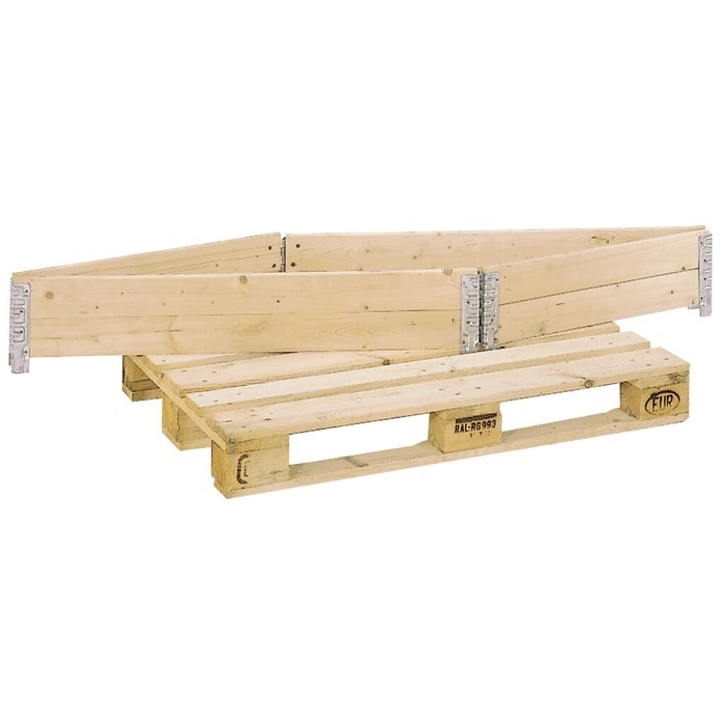 Palettenaufsatzrahmen, 4 Scharniere Nutzhöhe 200 mm, L1200xB800 mm, Nadelholz Produktabbildung: Palettenaufsatzrahmen, 4 Scharniere Nutzhöhe 200 mm, L1200xB800 mm, Nadelholz
