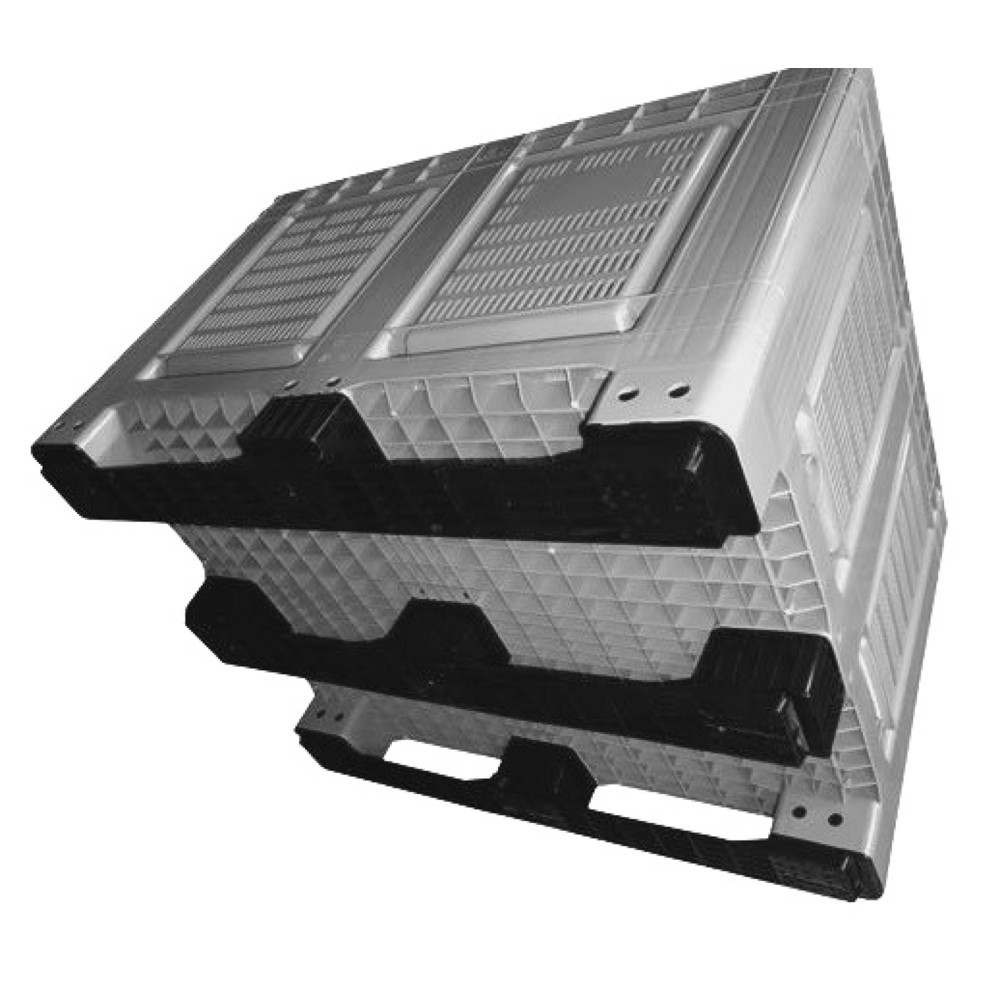 Produktabbildung Nr. 2: Palettenbox, 680 Liter, auf 3 Kufen, perforiert, grau