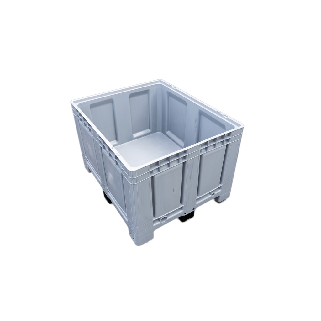 Palettenbox, 680 Liter, auf 4 Füßen, grau Produktabbildung: Palettenbox, 680 Liter, auf 4 Füßen, grau