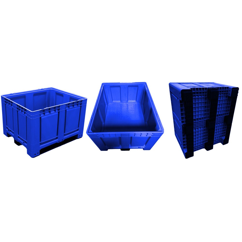Produktabbildung: Palettenbox, 680 Liter, auf 3 Kufen, blau