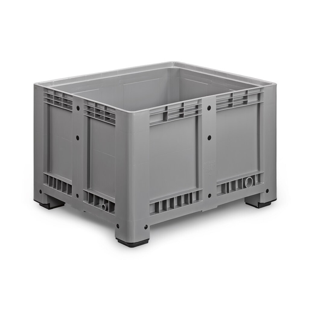 Palettenbox L, grau, 1200x1000x760 mm, geschlossen, mit 4 Füßen Produktabbildung: Palettenbox L, grau, 1200x1000x760 mm, geschlossen, mit 4 Füßen