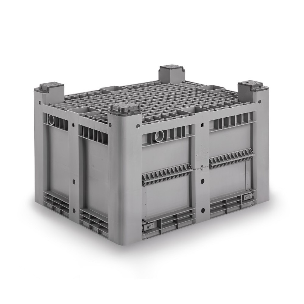 Produktabbildung Nr. 2: Palettenbox L, grau, 1200x1000x760 mm, geschlossen, mit Entnahmeklappe und 4 Füßen