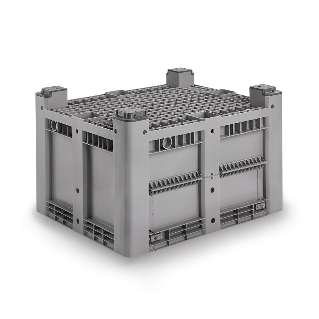 Palettenbox L, grau, 1200x1000x760 mm, geschlossen, mit 4 Füßen Produktabbildung Nr. 2: Palettenbox L, grau, 1200x1000x760 mm, geschlossen, mit 4 Füßen