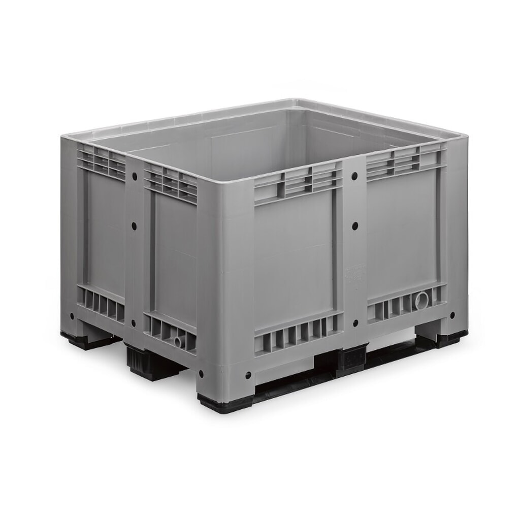 Produktabbildung: Palettenbox L, grau, 1200x1000x780 mm, geschlossen, mit 3 Kufen