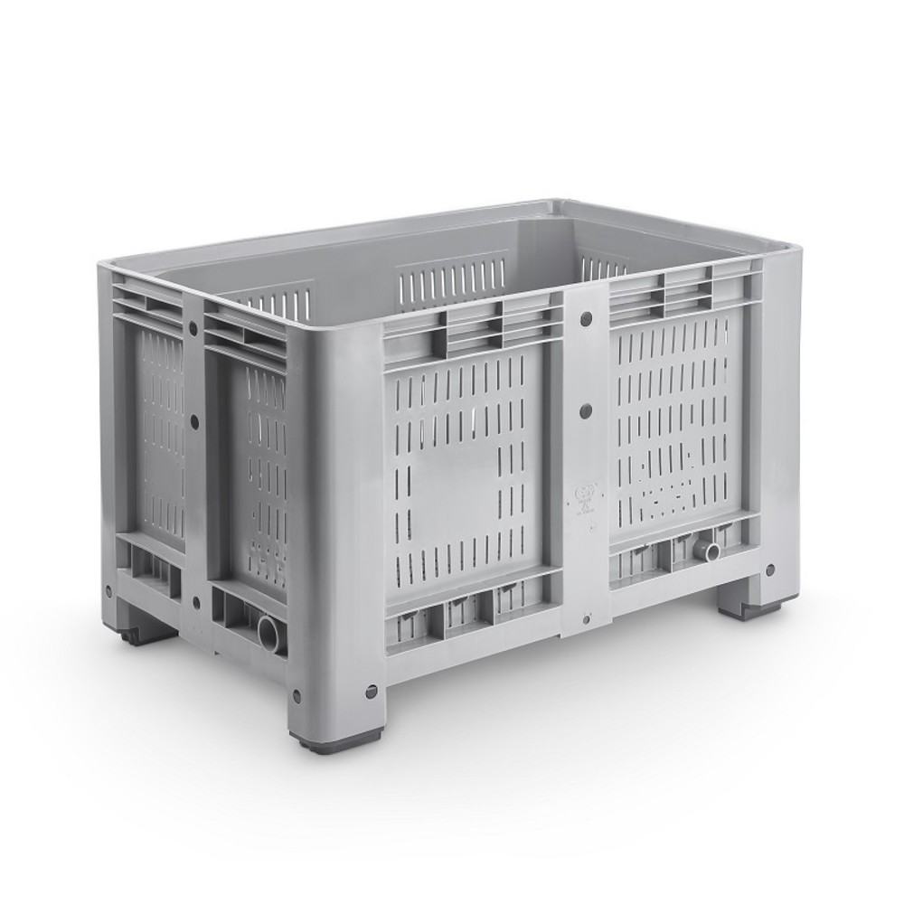 Produktabbildung: Palettenbox M, 1200x800x760 mm, durchbrochen, mit 4 Füßen