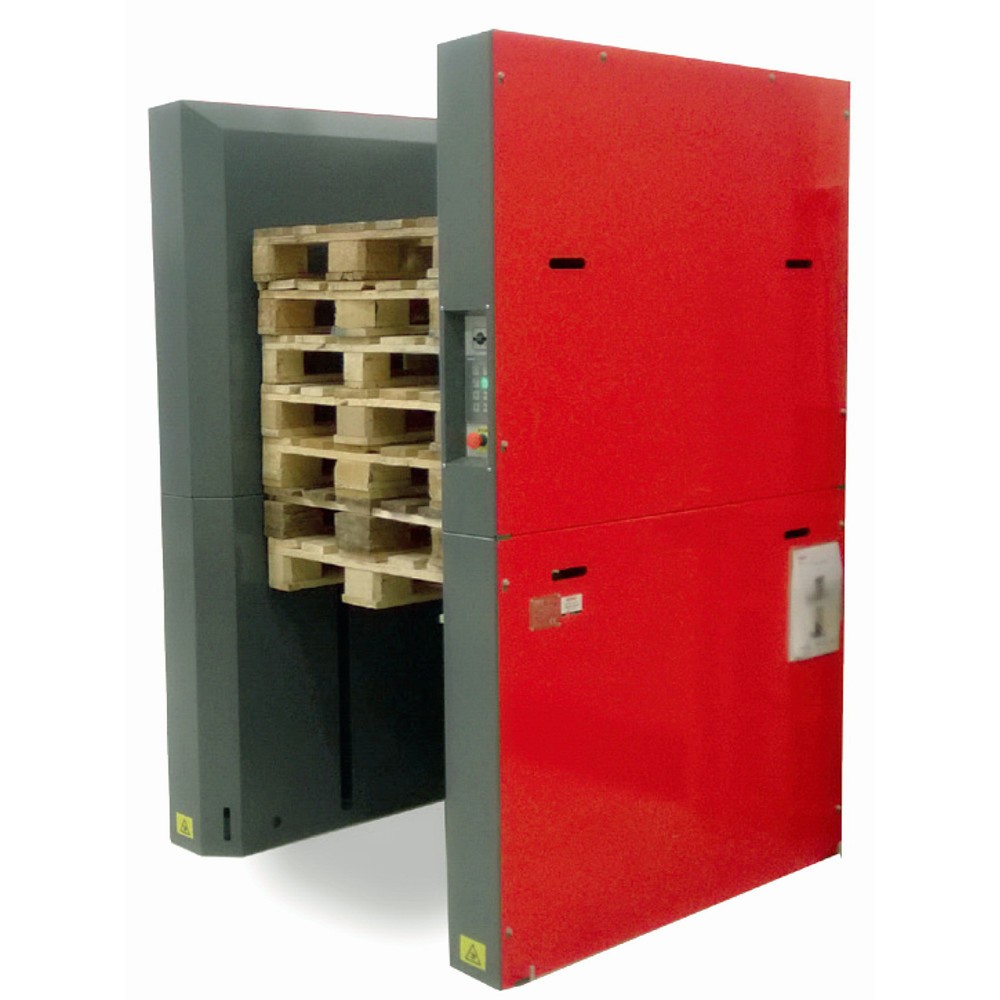 Produktabbildung: Palettenmagazin für 15 Europaletten à 1.200 x 800 mm, mit Sicherheitsabschrankung
