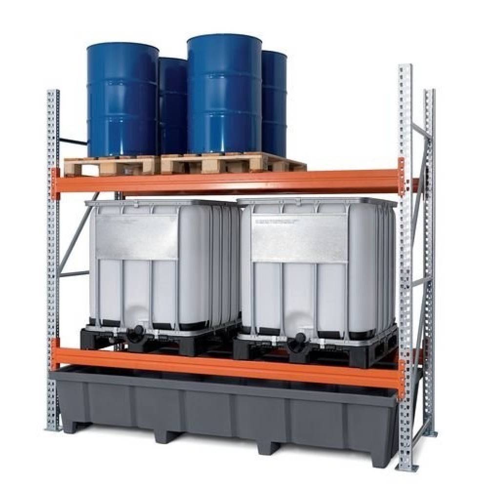 Produktabbildung: Palettenregal PRP 27.27, für 6 Euro- oder 4 Chemiepaletten oder 4 IBC, 2 Lagerebenen, GF