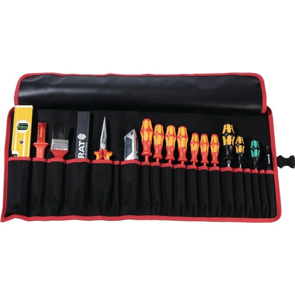 Produktabbildung: PARAT Werkzeugrolltasche 8 Fächer B410xH330mm Nyl.schwarz/rot