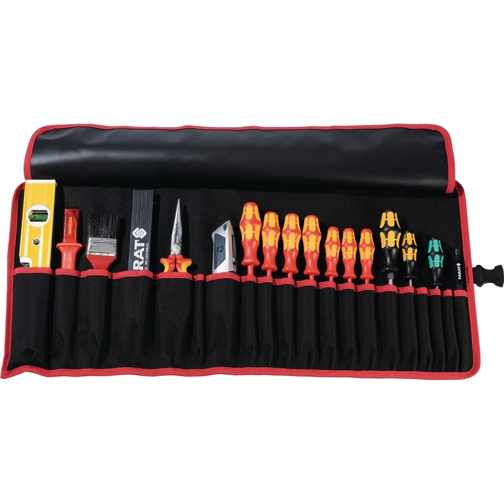 Produktabbildung: Werkzeugrolltasche 15 Fächer B670xH330mm Nylon schwarz/rot PARAT