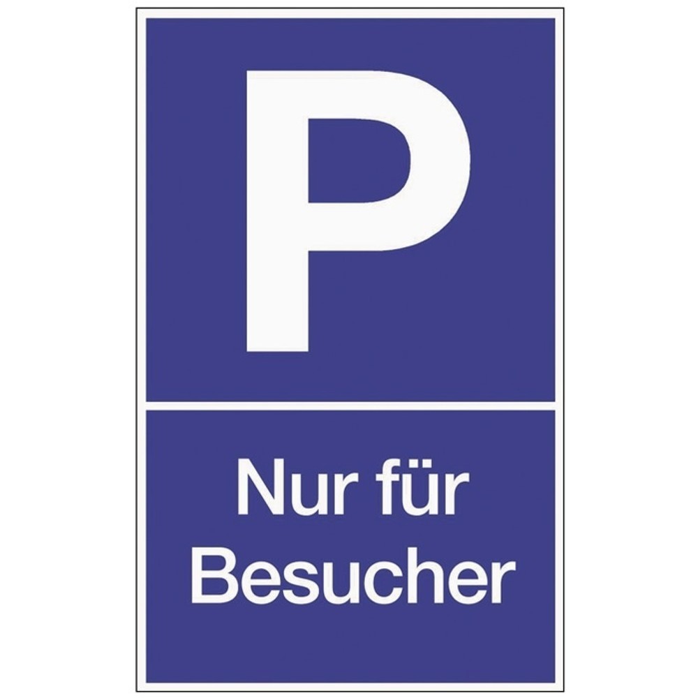 Produktabbildung: Parkplatzbeschilderung, L250xB400 mm, Parken für Besucher, Kunststoff blau/weiß