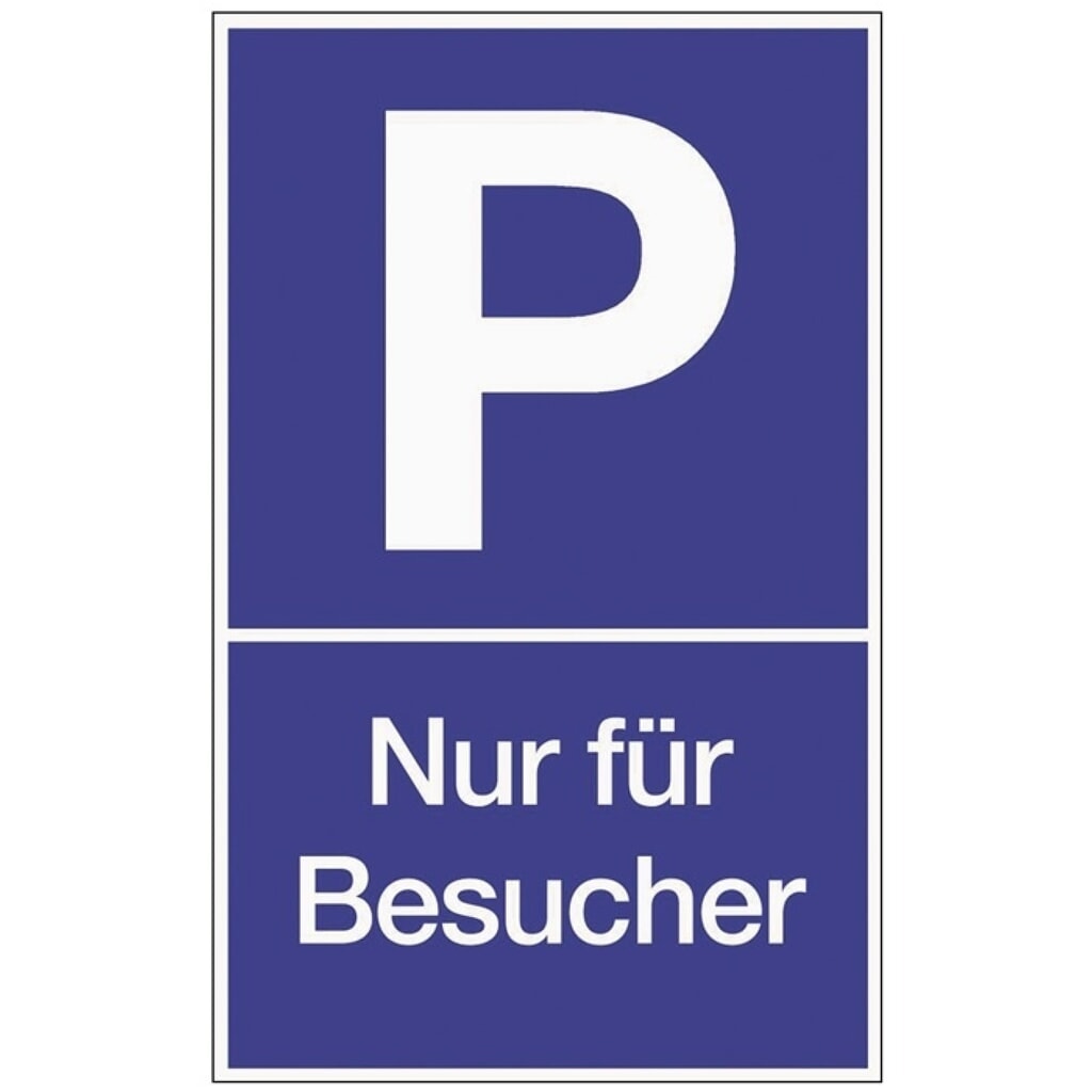Parkplatzbeschilderung, L250xB400 mm, Parken für Besucher, Kunststoff blau/weiß Produktabbildung: Parkplatzbeschilderung, L250xB400 mm, Parken für Besucher, Kunststoff blau/weiß