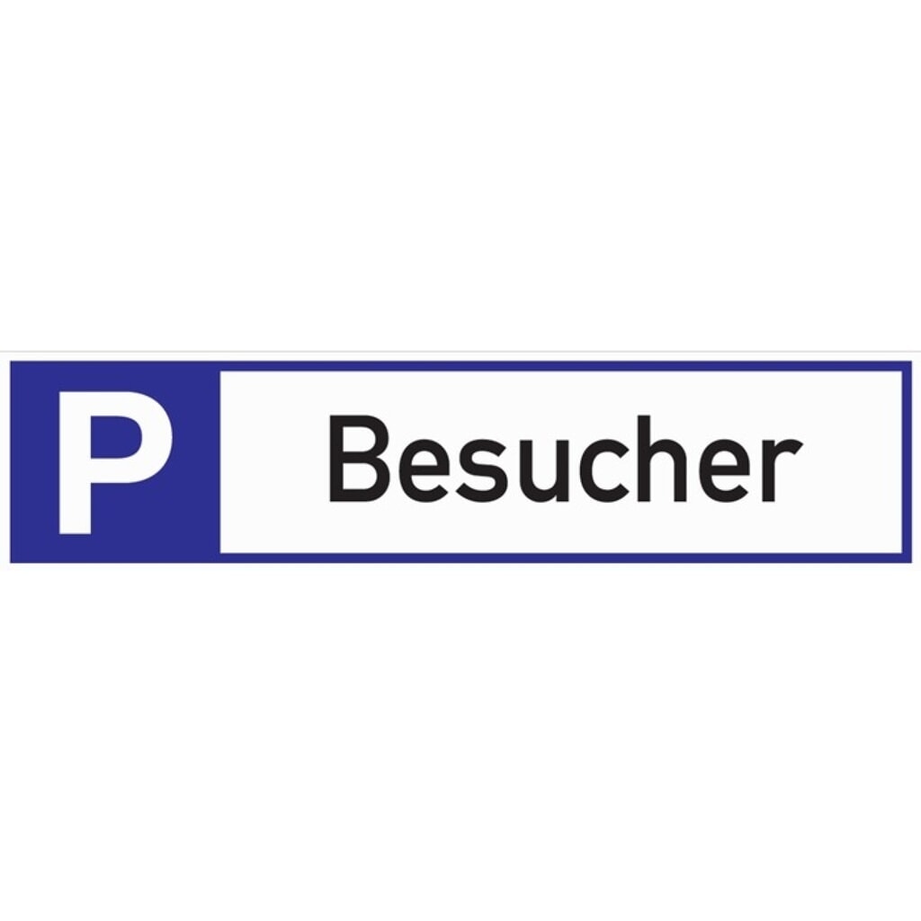 Produktabbildung: Parkplatzbeschilderung, L460xB110 mm, Parkplatz für Besucher, Aluminium weiß/blau/schwarz