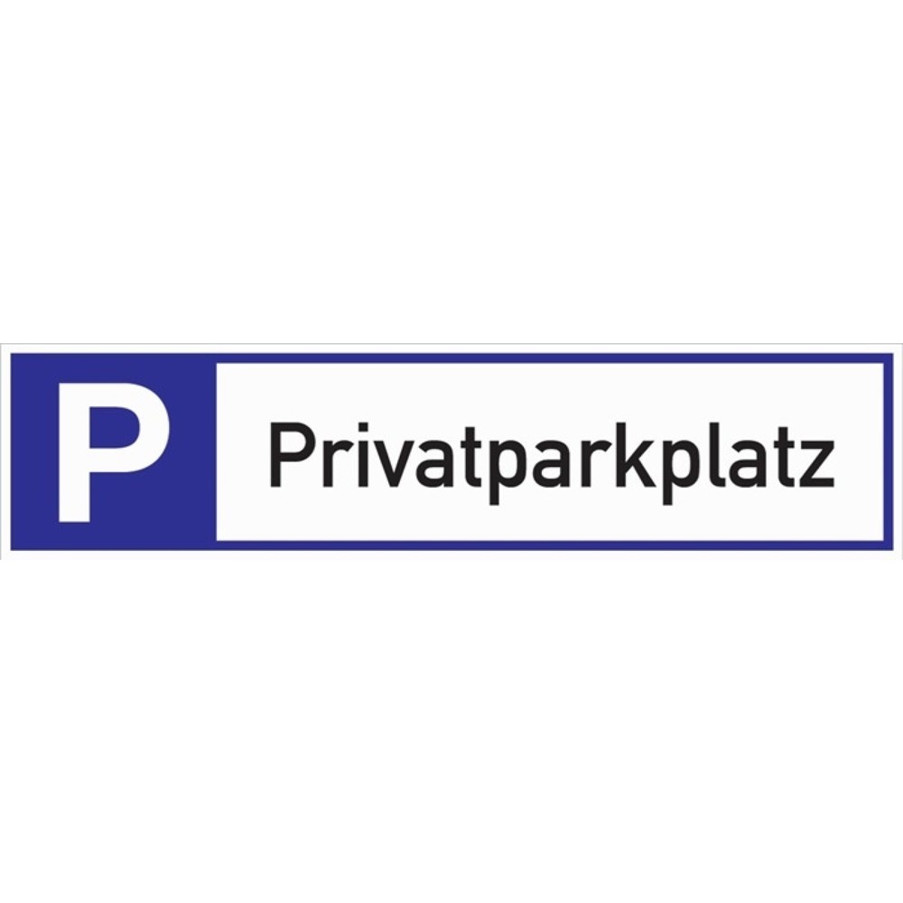 Produktabbildung: Parkplatzbeschilderung, L460xB110 mm, Privatparkplatz, Aluminium weiß/blau/schwarz