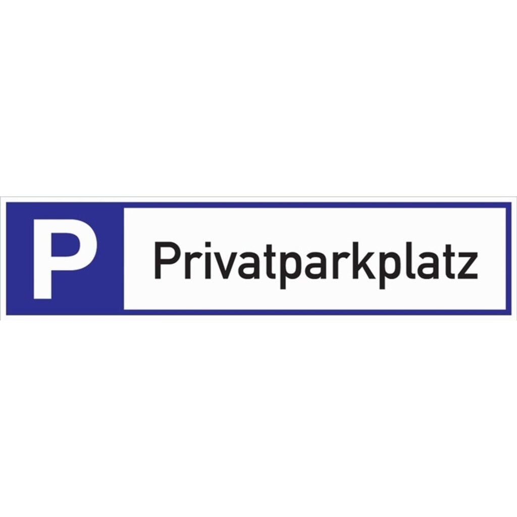 Parkplatzbeschilderung, L460xB110 mm, Privatparkplatz, Aluminium weiß/blau/schwarz Produktabbildung: Parkplatzbeschilderung, L460xB110 mm, Privatparkplatz, Aluminium weiß/blau/schwarz