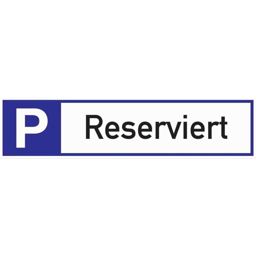 Parkplatzbeschilderung, L460xB110 mm, Parkplatz reserviert, Aluminium weiß/blau/schwarz Produktabbildung: Parkplatzbeschilderung, L460xB110 mm, Parkplatz reserviert, Aluminium weiß/blau/schwarz