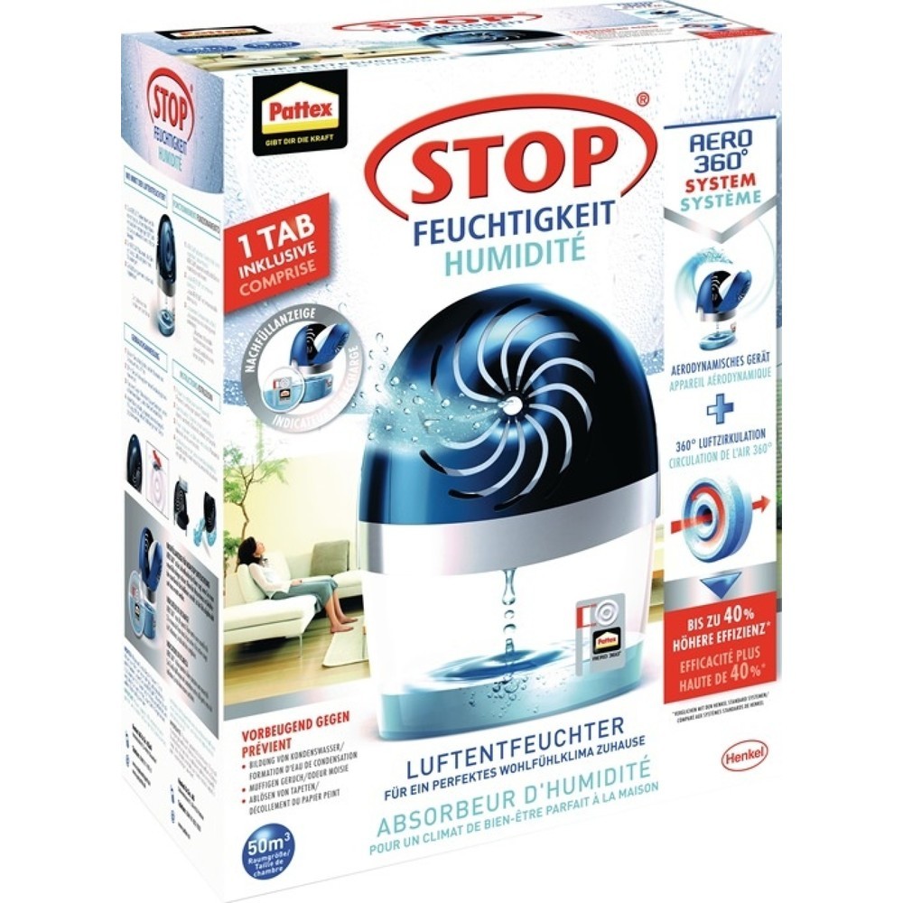 Produktabbildung: PATTEX Luftentfeuchter Aero 360, PA360 neutral, Entfeuchter und 1 Tab à 450 g, Pack