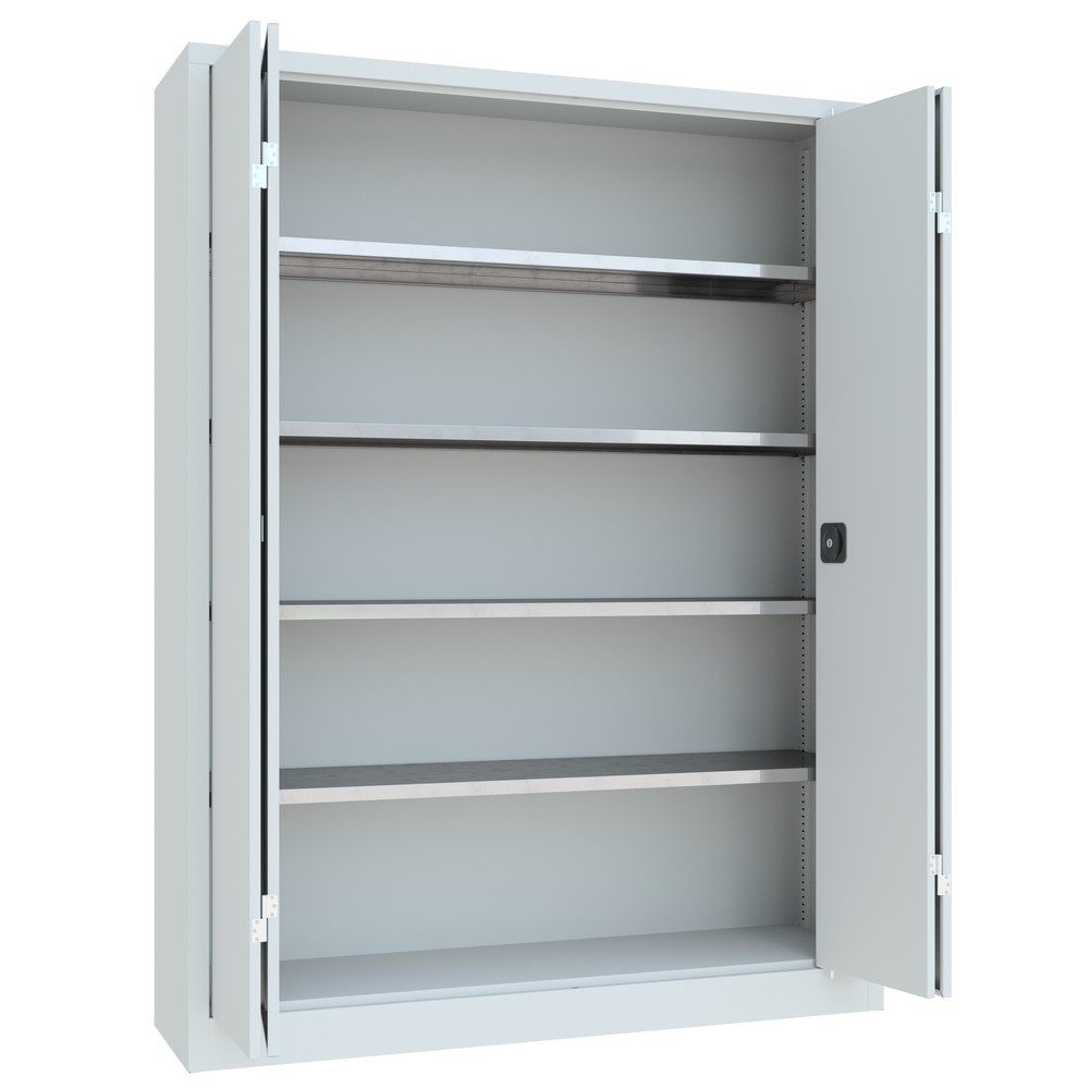 Produktabbildung Nr. 10: PAVOY Falttürenschrank mit 4 Fachböden, HxBxT 1.950 x 1.500 x 400 mm, lichtgrau, lichtgrau