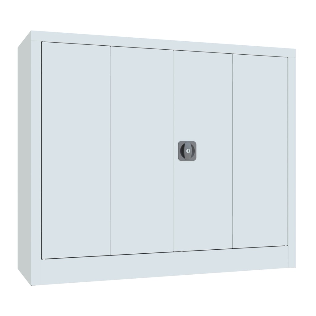 PAVOY Falttürenschrank mit 2 Fachböden, HxBxT 1.000 x 1.200 x 400 mm, lichtgrau, lichtgrau Produktabbildung: PAVOY Falttürenschrank mit 2 Fachböden, HxBxT 1.000 x 1.200 x 400 mm, lichtgrau, lichtgrau