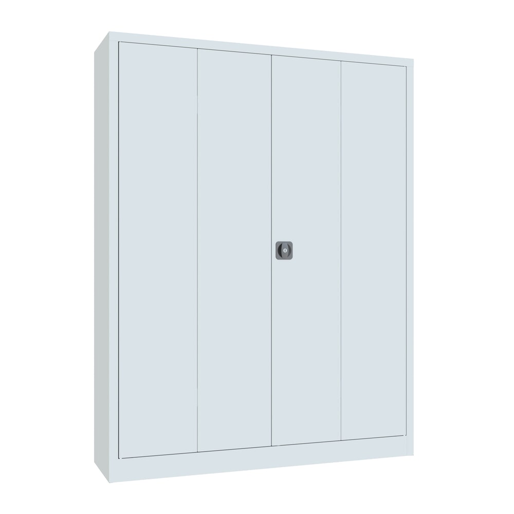 Produktabbildung Nr. 1: PAVOY Falttürenschrank mit 4 Fachböden, HxBxT 1.950 x 1.500 x 400 mm, lichtgrau, lichtgrau