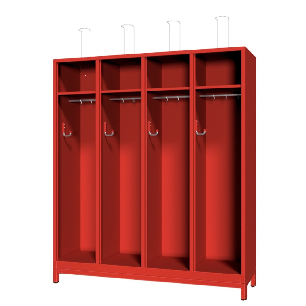 Produktabbildung Nr. 1: PAVOY Feuerwehrschrank mit Edelstahl-Helmhalter, Untergestell, 4tlg., AB 400, offenes Ablagefach