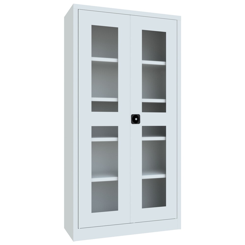 Produktabbildung: PAVOY Flügeltürschrank mit Sichtfenstern, HxBxT 1.950 x 1.000 x 400 mm, lichtgrau, lichtgrau