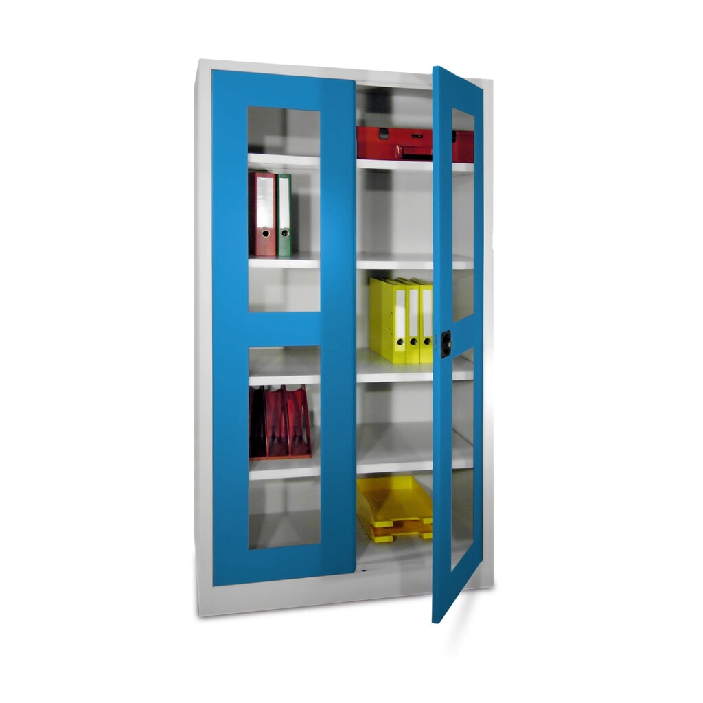 Produktabbildung: PAVOY Flügeltürschrank mit Sichtfenstern, HxBxT 1.950 x 640 x 400 mm, lichtgrau, lichtgrau