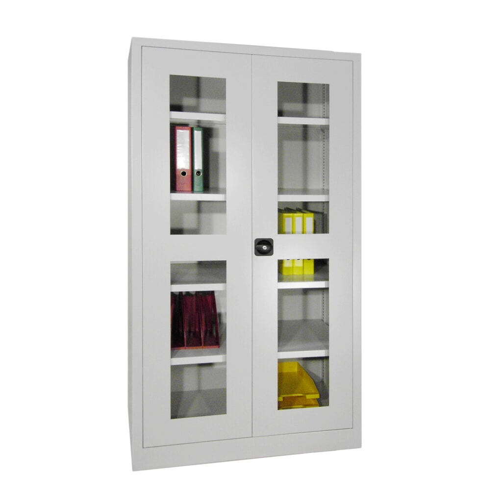 PAVOY Flügeltürschrank mit Sichtfenstern, HxBxT 1.950 x 640 x 400 mm, lichtgrau, lichtgrau Produktabbildung Nr. 3: PAVOY Flügeltürschrank mit Sichtfenstern, HxBxT 1.950 x 640 x 400 mm, lichtgrau, lichtgrau