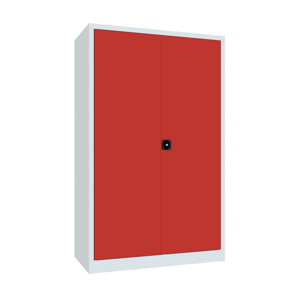 Produktabbildung: PAVOY Großraum-Flügeltürschrank, 4 Fachböden, HxBxT 1.950 x 1.200 x 600 mm, feuerrot, lichtgrau