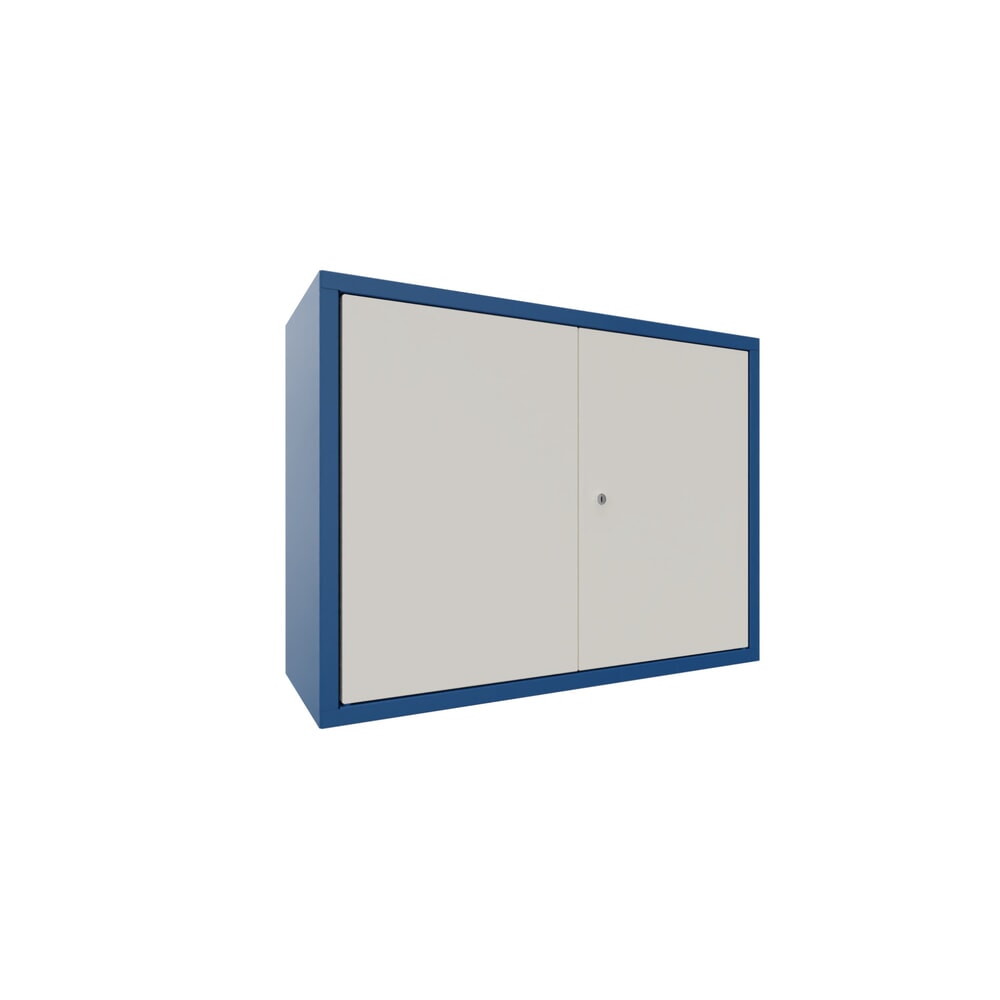 PAVOY Hängeschrank, HxBxT 600 x 800 x 300 mm, reinweiß, enzianblau Produktabbildung: PAVOY Hängeschrank, HxBxT 600 x 800 x 300 mm, reinweiß, enzianblau