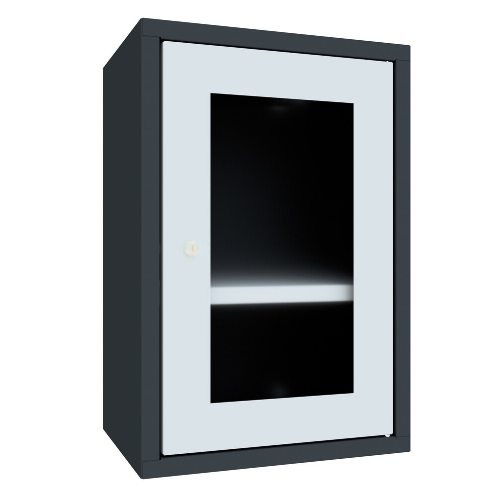 Produktabbildung Nr. 1: PAVOY Hängeschrank mit Sichtfenster, HxBxT 600 x 400 x 300 mm, lichtgrau, anthrazitgrau