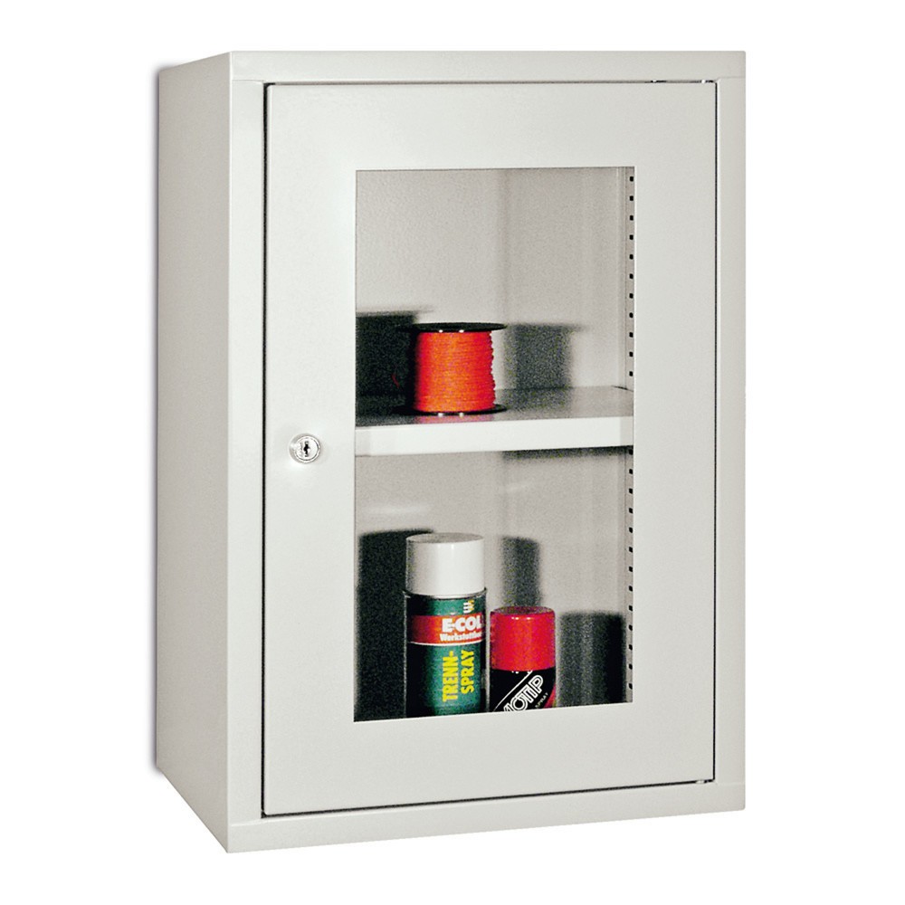 Produktabbildung: PAVOY Hängeschrank mit Sichtfenster, HxBxT 600 x 400 x 300 mm, reinweiß, anthrazitgrau
