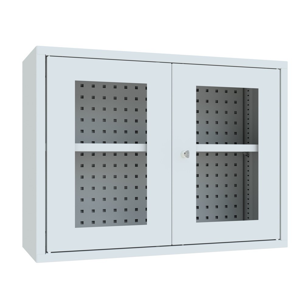 Produktabbildung Nr. 2: PAVOY Hängeschrank mit Sichtfenster, HxBxT 600 x 800 x 300 mm, Lochrückwand, lichtgrau, lichtgrau