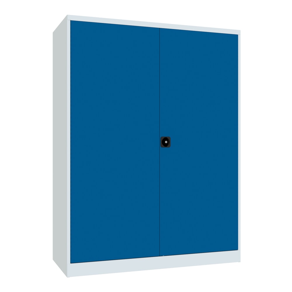 Produktabbildung Nr. 1: PAVOY Industrie-Schwerlastschrank Premium mit Mittelwand, 8 Fachböden, HxBxT 1.950 x 1.470 x 630 mm, enzianblau, lichtgrau