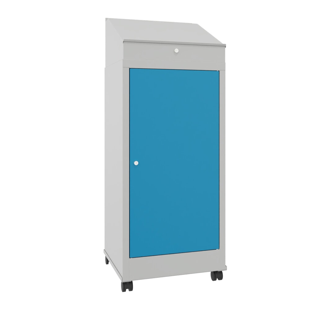Produktabbildung Nr. 1: PAVOY Industrie-Stehpult, mobil, HxBxT 1.330 x 500 x 500 mm, 2 Einlegeböden, lichtgrau, lichtblau